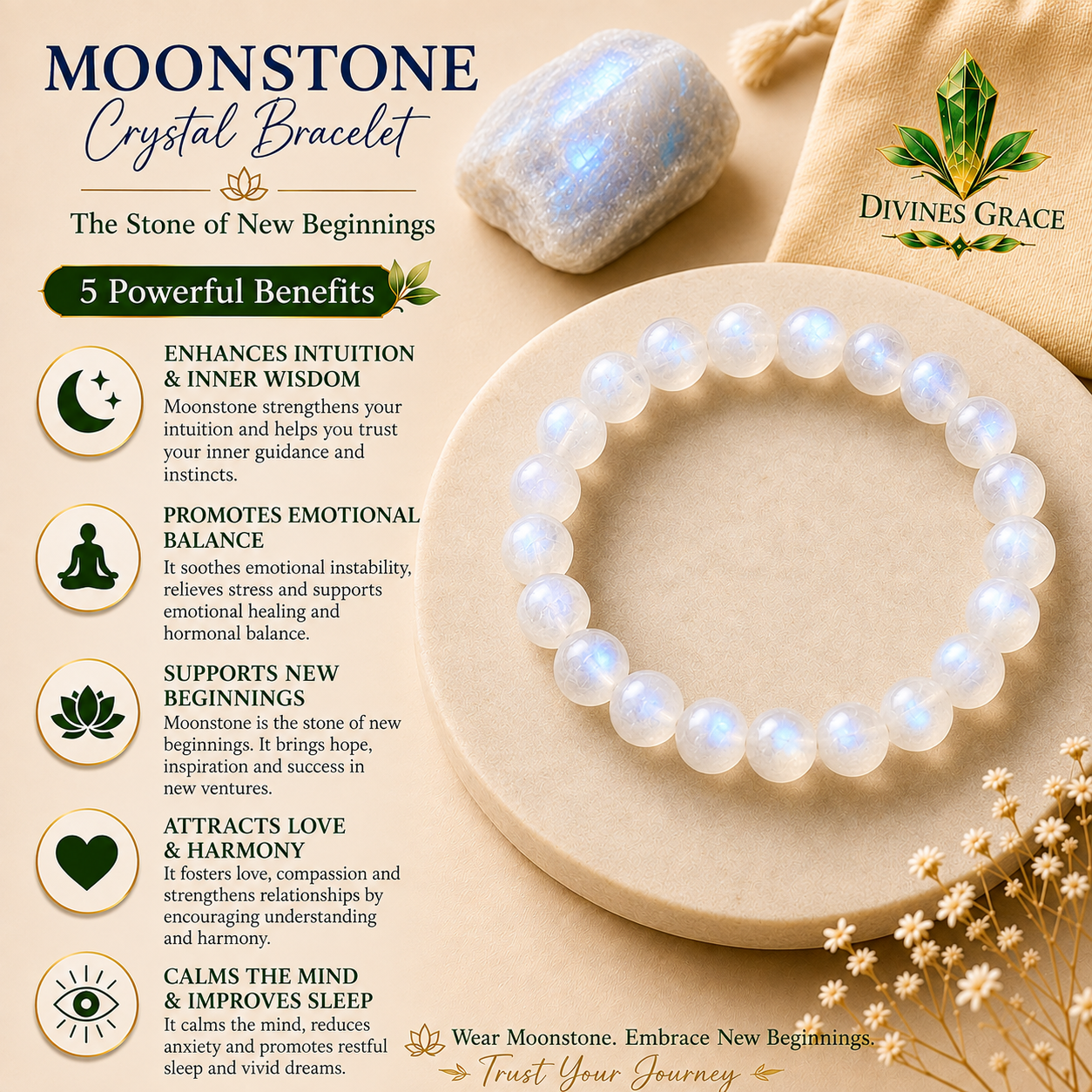Moonstone Natural Crystal (ORDER and Get FREE 10 Minutes of consultation)