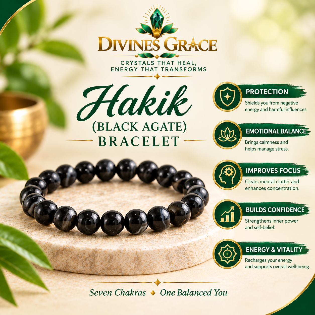 Hakik (Black Agate) (ORDER and Get FREE 10 Minutes of consultation)