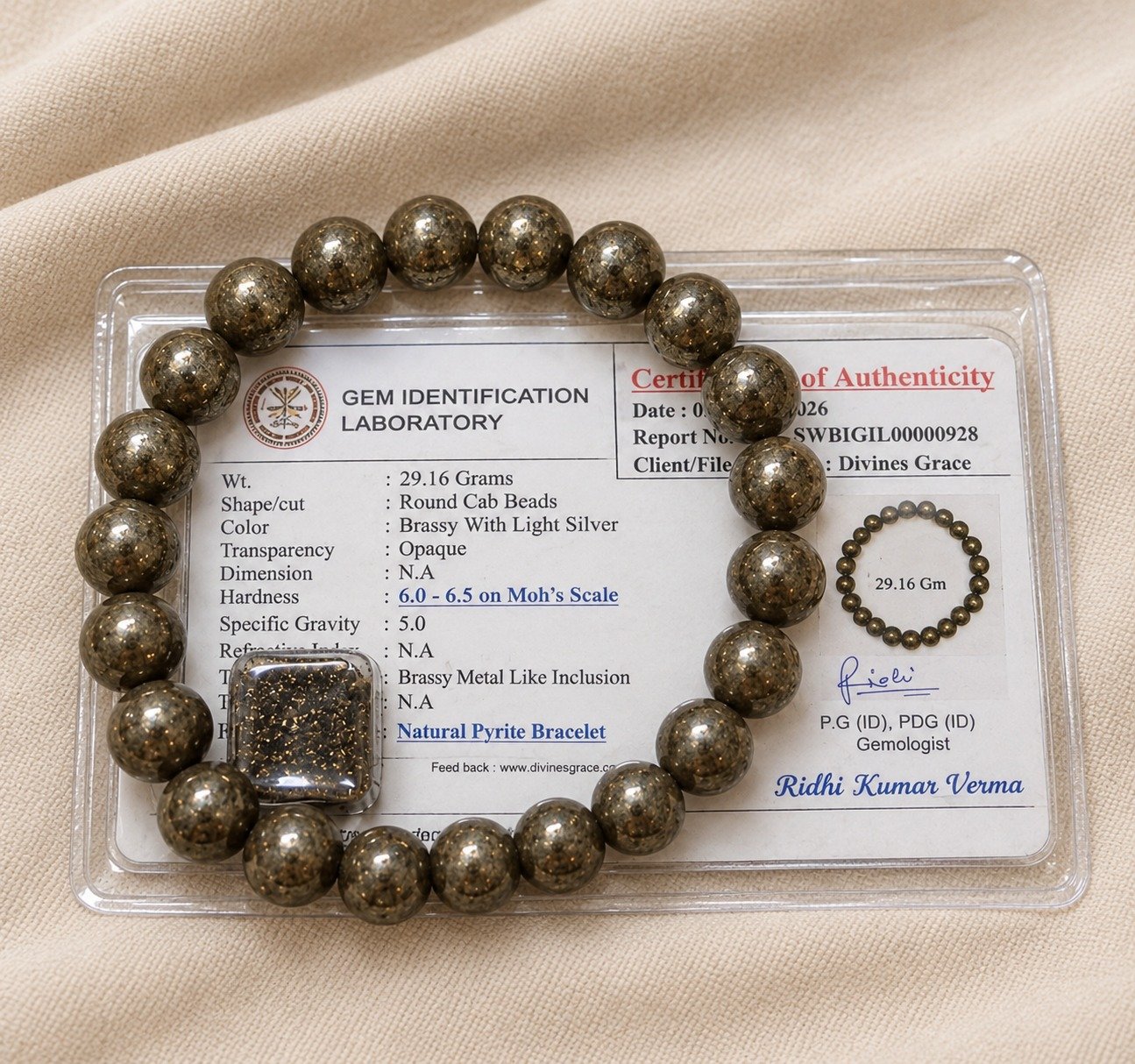 Pyrite Bracelet (ORDER and Get FREE 10 Minutes of consultation)