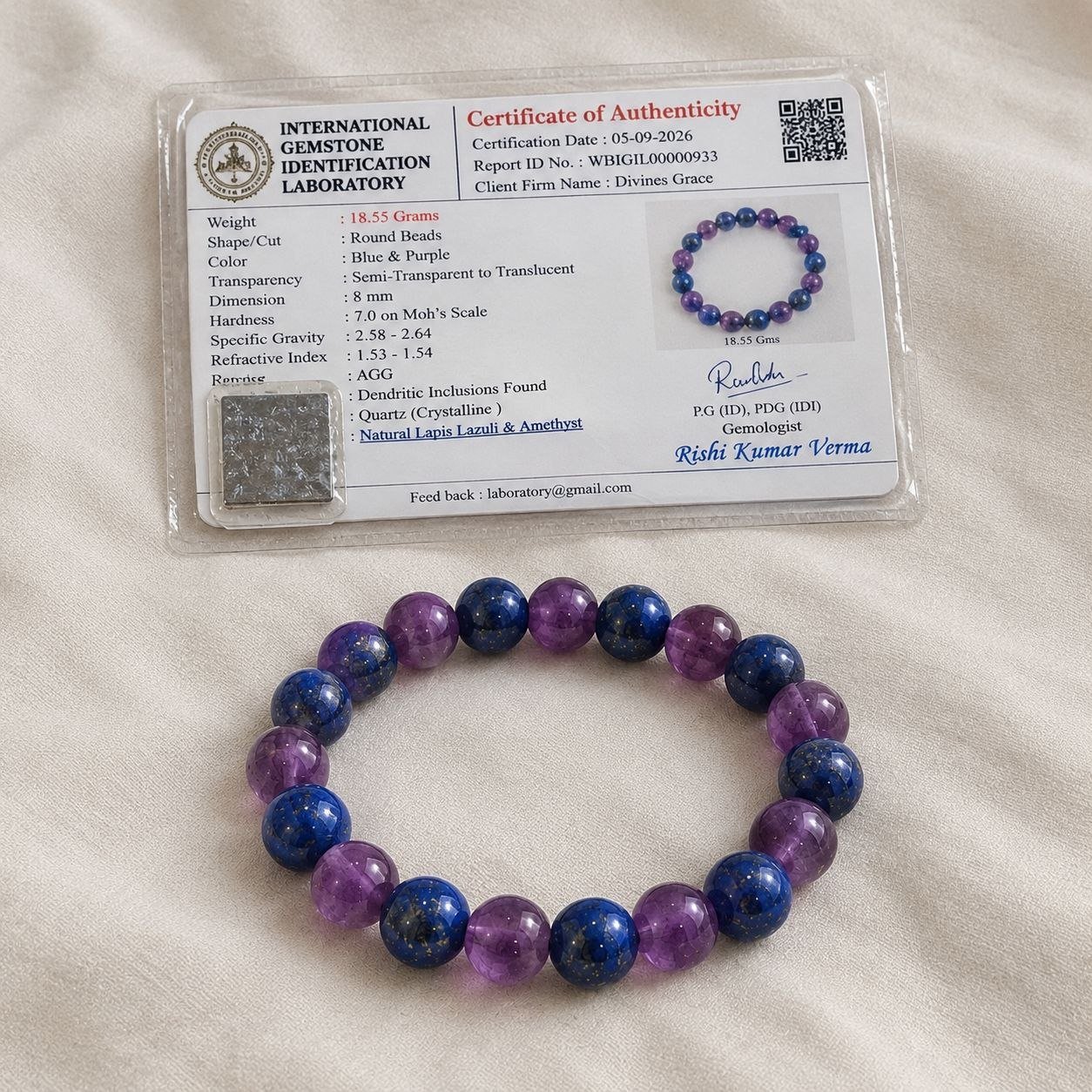 Amethyst with Lapis Lazuli Bracelet (ORDER and Get FREE 10 Minutes of consultation)