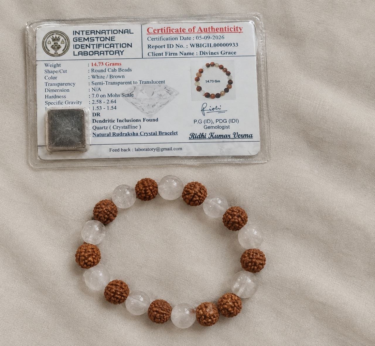 Rudraksha with Clear Quartz Crystal (ORDER and Get FREE 10 Minutes of consultation)