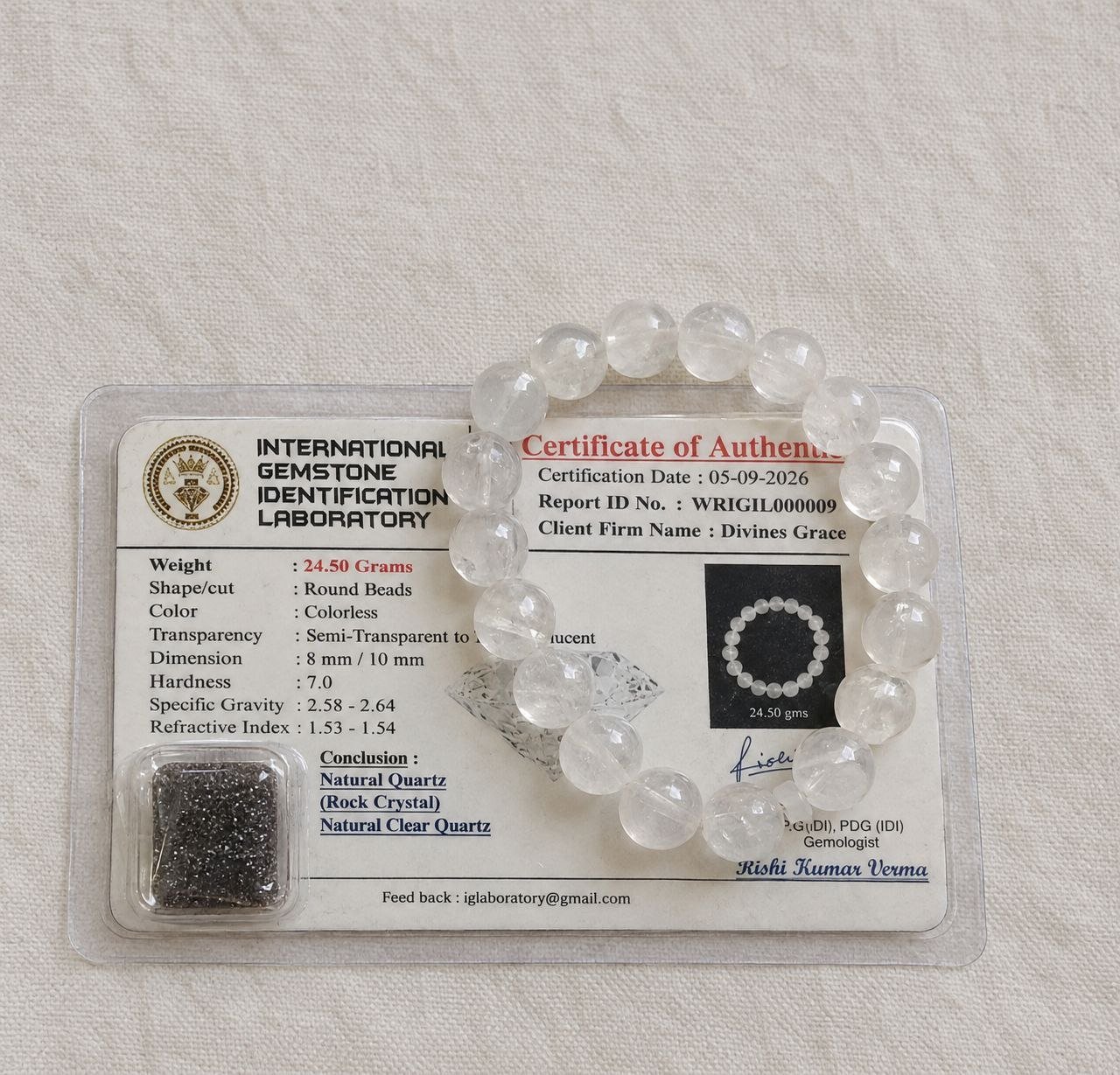Clear Quartz 08 MM Bracelet (ORDER and Get FREE 10 Minutes of consultation)