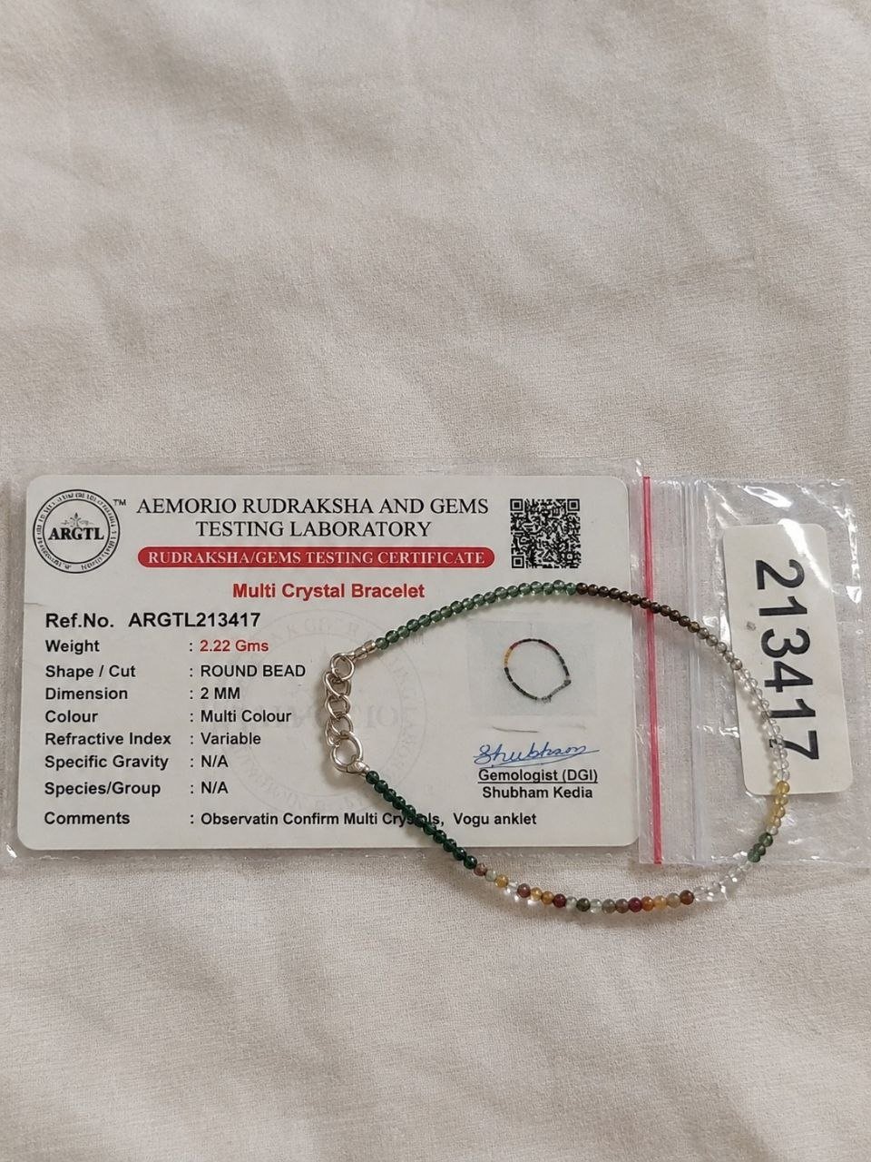 Anklet - Multi Crystal (Dhan Yog) + ORDER and Get FREE 10 Minutes of consultation